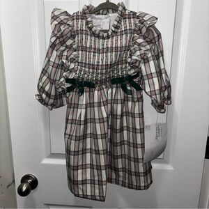New Bonnie Baby 4T Girls Three Quarter Sleeved Plaid Dress
